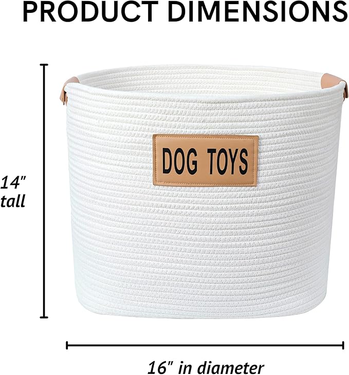 Midlee Rope Dog Toys Basket with Leather Handles