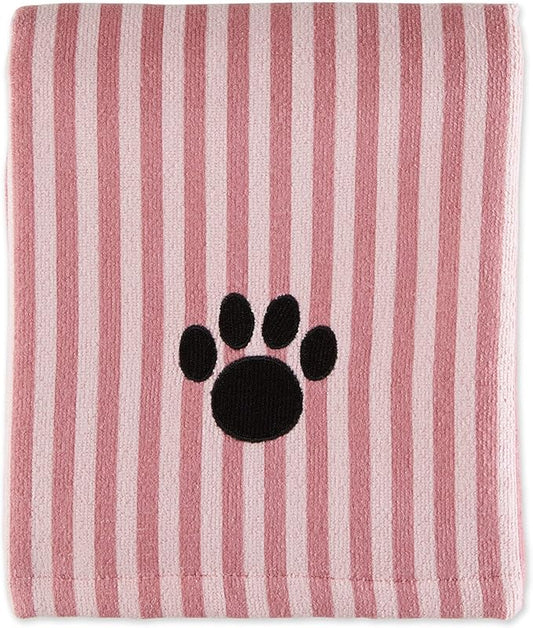 Bone Dry Pet Grooming Microfiber Towel, Striped Collection, X-Large, 41x23.5, Rose (Pack of 2)