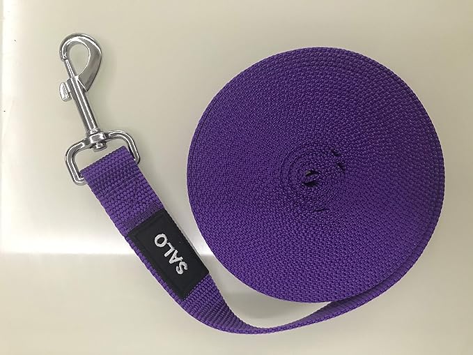 SALO Nylon Training Dog Leash for Small Medium Large Dogs, 1 Inch Wide, 20ft 30ft 40ft 50ft Long Leash Dog/Puppy Lead for Obedience Recall Training, Camping, or Backyard (20 Foot, Purple)
