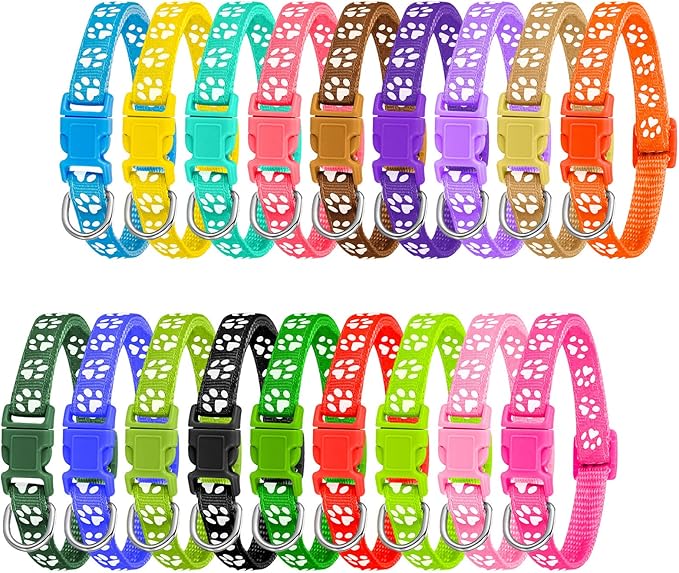 BOUMUSOE 18 Pcs Puppy Collars for Litter Adjustable Puppy Whelping Collars Soft Nylon Puppy ID Collars with Safety Quick Release Buckle for Small Medium Dogs( 17-26cm )