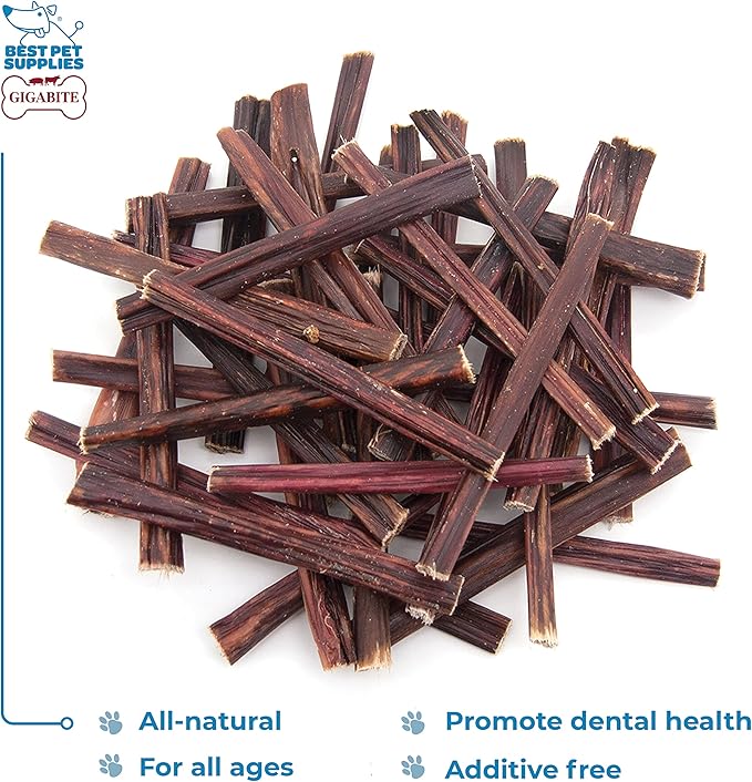 GigaBite Single Ingredient All Natural Free Range Bully Treats and Chews - Bully Sticks/Bladder Sticks/Beef Esophagus by Best Pet Supplies - Esophagus Sticks (6 Inch), Pack of 50