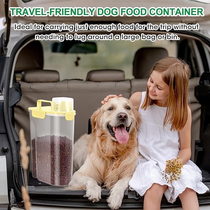 TBMax Dog Cat Food Storage Containers 2 Pack 10 Lbs to 14 Lbs Airtight Pet Food Container Dispenser with Large Spout & Portable Handle, Travel Dog Treat Cat Food Storage Bin Bird Seed Container