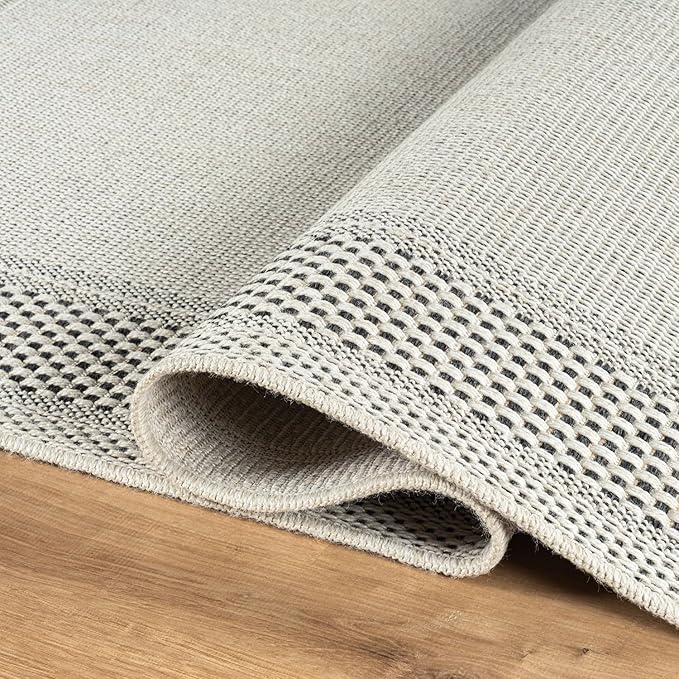 CAMILSON Easy Jute Rug 2x7, Indoor and Outdoor Off-White Runner Rug for Kitchen, Hallway and Entryway, Bordered Boho Woven Design, Easy-Cleaning, Washable Outside Carpet (2 x 7)