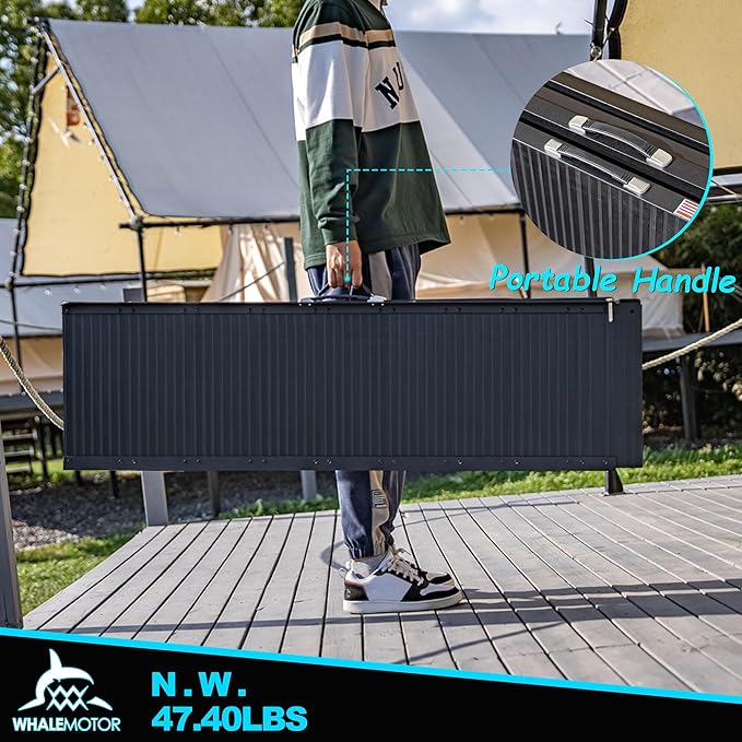 Black Portable Wheelchair Ramp, 8FT No-sew Non-Slip Aluminum Wheelchair Ramp, Folding Portable Wheelchair Ramps for Home, Weight Capacity Up to 800 LBS, Loading Dock Plates