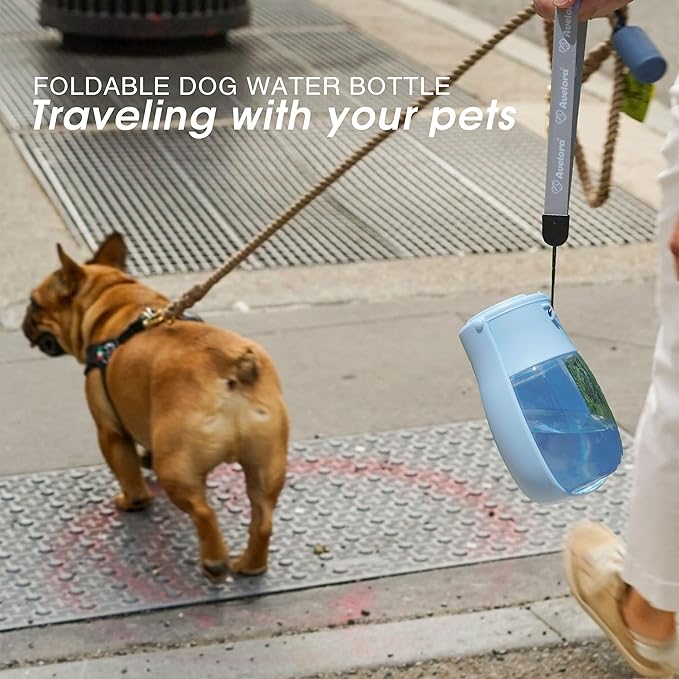 Foldable Dog Water Bottle, Portable Water Dispenser for Dog, Cat, Rabbit, Puppy and Small Animals, Dishwasher Safe Pet Accessories for Walking, Hiking, Travel