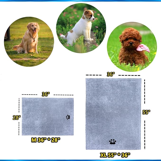 Extra Large Dog Towel Super Absorbent Soft Microfiber Pet Bath Grooming Towels for Drying Dogs and Other Pets (XL-55" * 36", Brown)