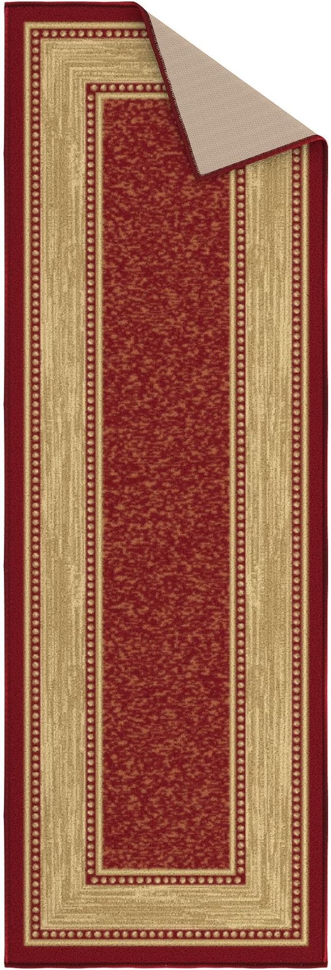 Ottomanson Hallway Runner Rug 20" x 53" Non Slip Border Area Rugs Easy to Clean Laundry Rug Runner Durable & Pet Friendly Floor Carpet Runners for Hallways Entryway Living Room Kitchen Bathroom, Red