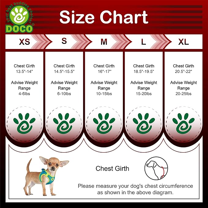 DOCO Dog Harness for Large Sized Dog - Athletica Adjustable, No Pull, No Choke, Puppy Vest Lightweight Air Mesh, Reflective, Puppy Essentials - Orange, Large (Chest 18.5"-19.5", Weight 15-20 lbs)