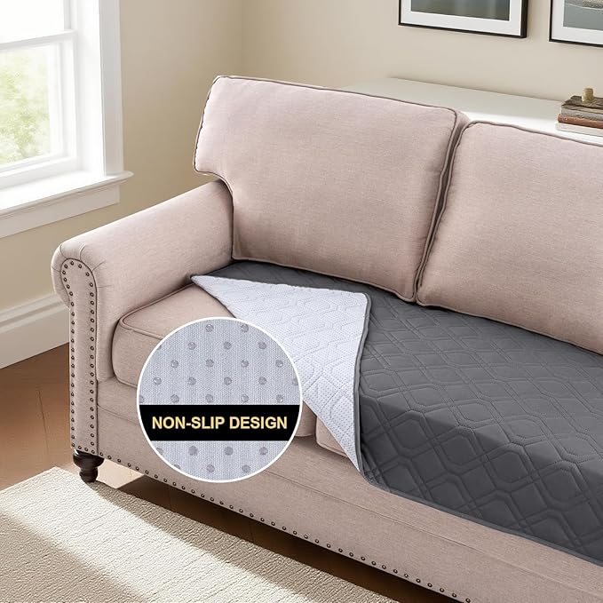 PrinceDeco Grey Dog Blanket Waterproof and Anti-Slip Dog Bed Cover Replacement Washable Pets Blanket Furniture Protector for Couch & Bed,52x82 Inch