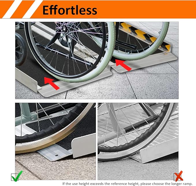 Portable Wheelchair Ramp 4FT, 48" L x 29" W Non-Skid Aluminum Foldable Handicap Ramps for Steps, 800lbs Capacity Threshold Ramps, Lightweight with Handle, for Home,Stairs,Doorways,Curbs (4FT)
