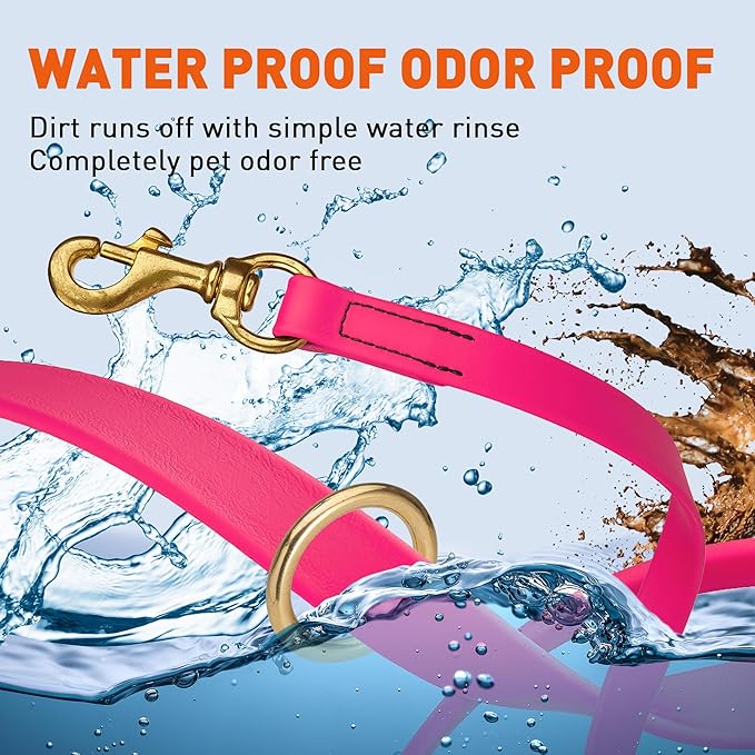 Viper Biothane K9 Working Dog Leash Waterproof Lead for Tracking Training Schutzhund Odor-Proof Long Line with Solid Brass Snap for Puppy Medium and Large Dogs 4ft, Passionfruit Pink