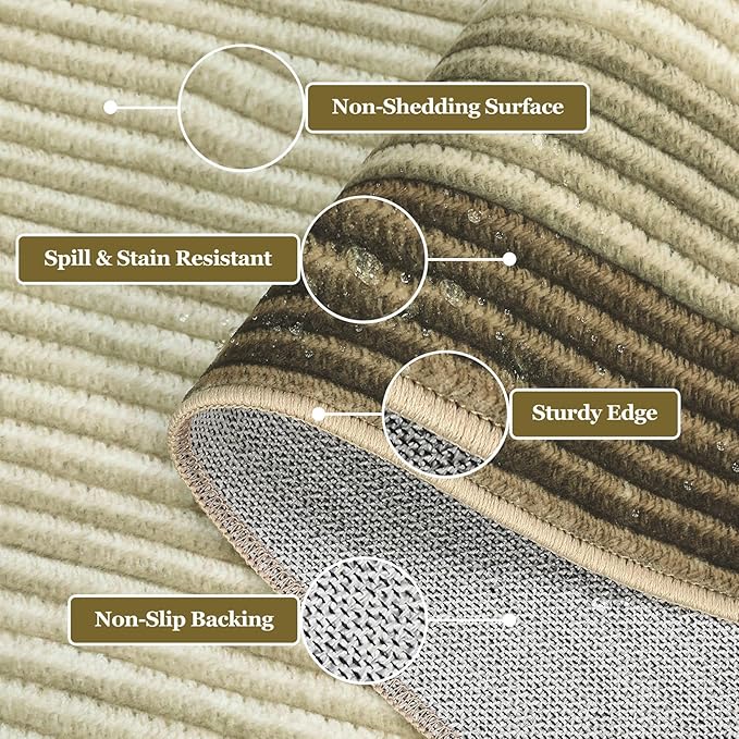 GarveeHome Area Rugs 10x13 Living Room Rug, Machine Washable Rug Large Modern Bordered Rug Soft Carpet Bedroom Non Slip Stain Resistant Neutral Solid Border 10x13 Carpet for Farmhouse Brown