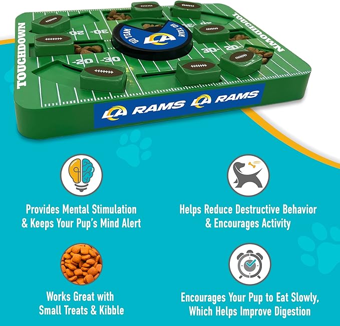Pets First NFL Los Angeles RAMS Large Puzzle Toy, Dog Puzzle Treat Toy, New Large Size, Interactive Dog Treat Toy, Dog Slow Feeding Toy