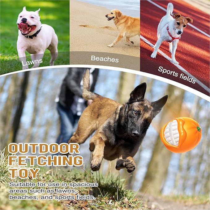 Large Size Orange Squeaky Dog Toy for Medium/Large Dogs Breed Aggressive Chewers Durable Bouncy Squeak Ball