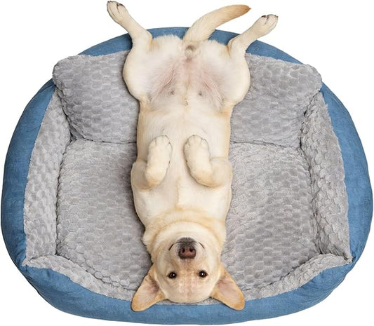 Big Dog Bed for Large Sized Dogs with Soft Plush Cushion, Machine Washable High Backrest Bed, Round Pet Sofa with Non-Slip Bottom,Year-Round Comfort for Dogs Up to 66 lbs