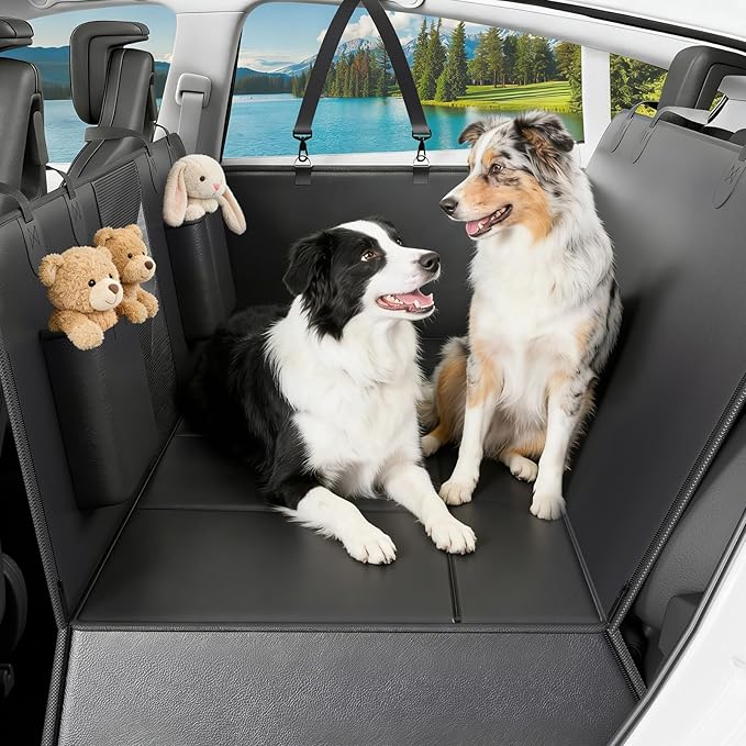 癤풟ack Seat Extender for Dogs, Hard-Bottom Waterproof Dog Car Seat Cover, PU Leather Backseat Bridge Platform, 2026 Upgraded Material, Anti-Slip, Durable, Holds 400lbs, Easy to Install (Black)