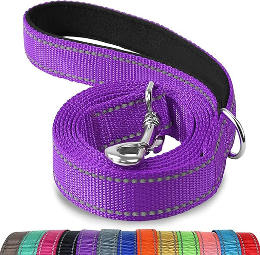 Joytale Dog Leash Heavy Duty for Small Medium Dogs, 5 FT Reflective Nylon Pet Walking Lead with Soft Padded Handle, Durable & Tangle Free for Training, Running & Safety Control, Purple