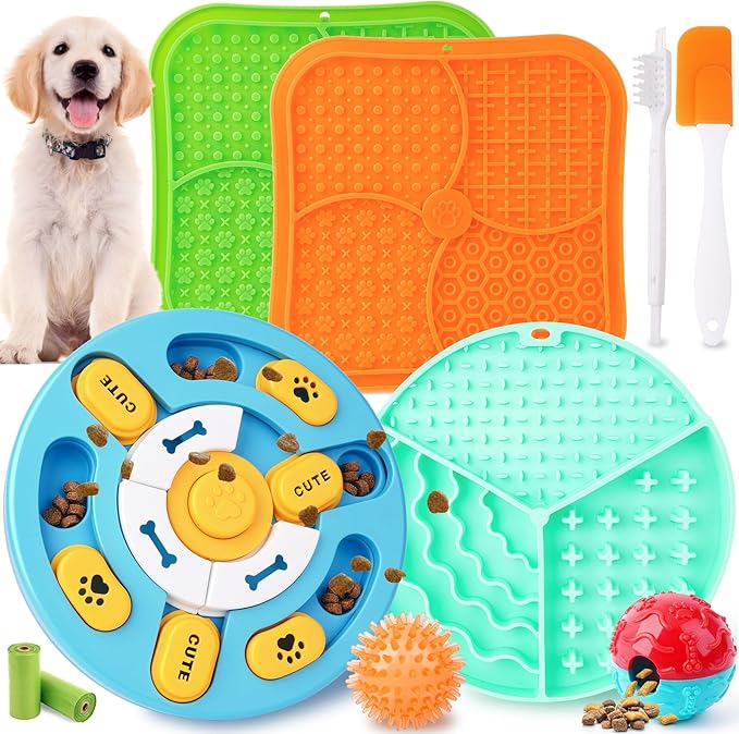 10 Pack Complete Dog Puzzle Toys Set-Dog Lick Mat & Feeding Bowl with Suction Cups for Small & Medium Breeds,Enrichment Toys for IQ Training & Mentally Stimulating