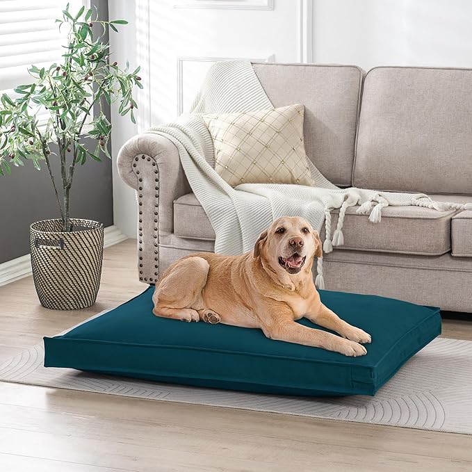 Dog Bed Covers Replacement Washable, Waterproof Dog Bed Cover with Zipper, 44Lx32Wx3H inch Durable Oxford Pet Bed Cover for Outdoor/Indoor Use, Cover Only, Cyan