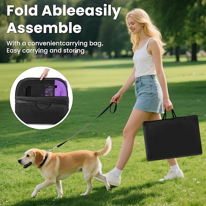 Love's cabin Pet Puppy Dog Playpen, Large Dog Tent Crates Cage Indoor/Outdoor, Portable Playpen for Cat, Foldable Pop Up Dog Kennel Playpen with Carring Case, Removable Zipper Top, Purple