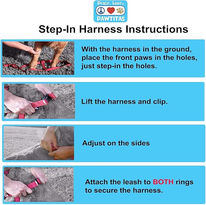 Pawtitas Recycled Reflective Step-in Dog Harness – Adjustable No-Pull Vest for Puppies to Seniors, Safe & Comfortable XS Red