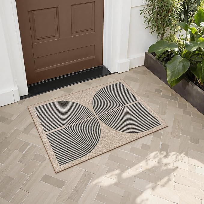 Lahome Rainbow Easy Jute Rug, 20"x32" Front Door Welcome Mat Non Slip Entry Way Rugs Indoor, Farmhouse Nature Washable Non Shedding Low Pile Floor Carpet for Porch