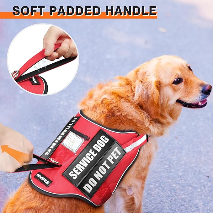 Service Dog Harness and Leash Set, Training Dog Vest with 10 Dog Patches, Emotional Support Therapy Dog Vest Harness for Small Medium Large and Extra Large Dogs(Red, S)