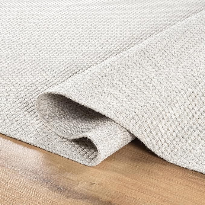 CAMILSON Easy Jute Rug 10x14 Indoor Outdoor Off-White Farmhouse Area Rugs for Living Room Patio and Kitchen Rug Solid Woven Design Easy-Cleaning Washable Outside Carpet Alfombras 10 x 14
