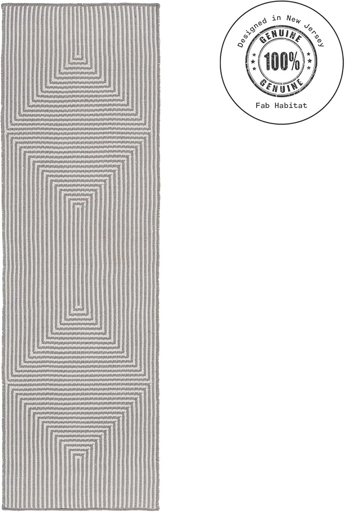 Fab Habitat Machine Washable Area Rug - Hand Woven, Stain Resistant, Pet Friendly - Premium Recycled Polyester Yarn - Contemporary - Kitchen, Hallway - Denver - Gray - 2.5 x 8 ft Runner