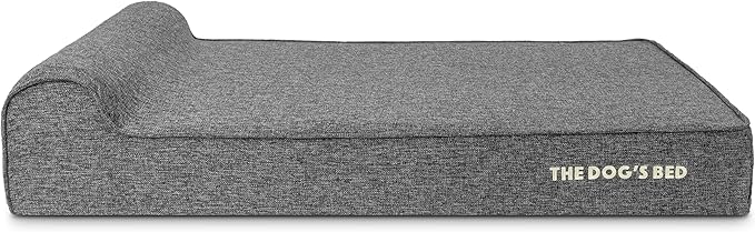 The Dog’s Bed Orthopedic Memory Foam Dog Bed with Headrest, Linen Fabric, Grey Linen, XL, 6-Inch