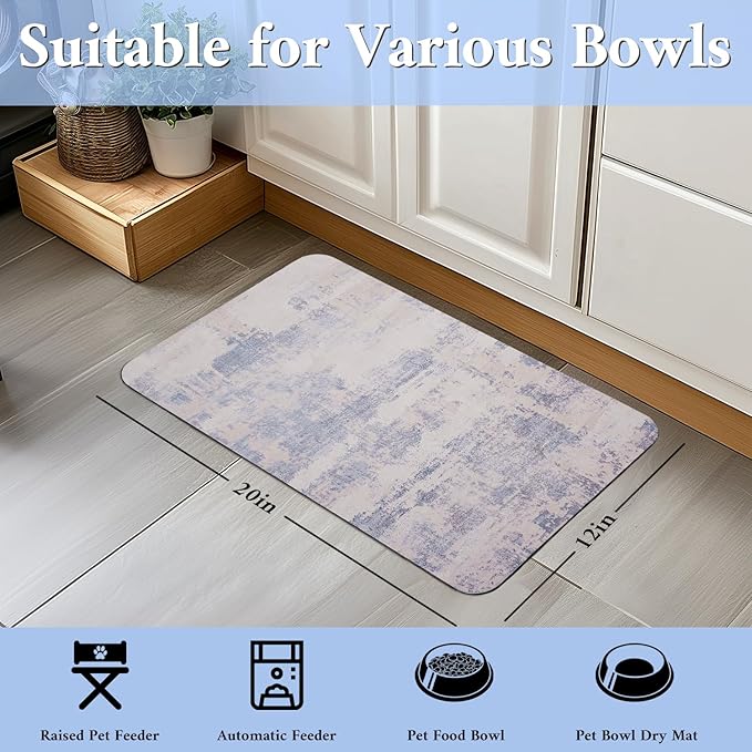 Dog Food Mat for Floors Waterproof Quick Dry Pet Placemat Cat Feeding Bowls Mats for Food and Water, Eco-Friendly Dog Accessories Diatomite Pets Supplies 12" X 20"