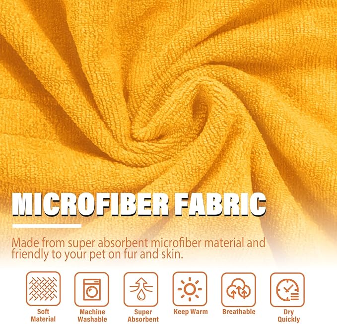 Dog Robe - Fast Drying Towel - Microfiber Super Absorbent Pet Bathrobe, Adjustable Collar & Belly Strap (Yellow, XX-Large)