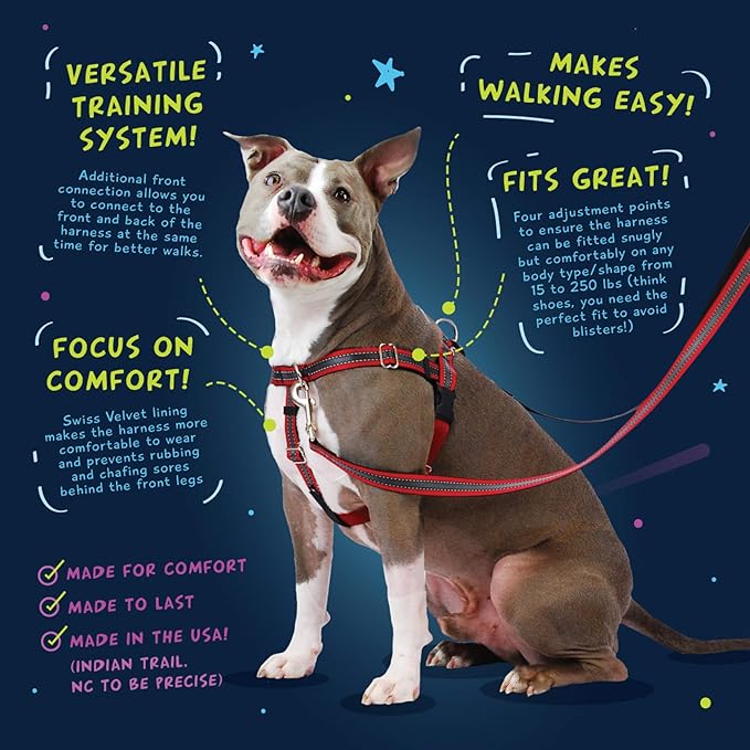 2 Hounds Design Freedom No Pull Dog Harness, Adjustable Harness and Leash Set, Easy Walking & Comfortable Control, Fits Small, Medium & Large Dogs, Solid Colors, Made in USA, 5/8" XS, Raspberry