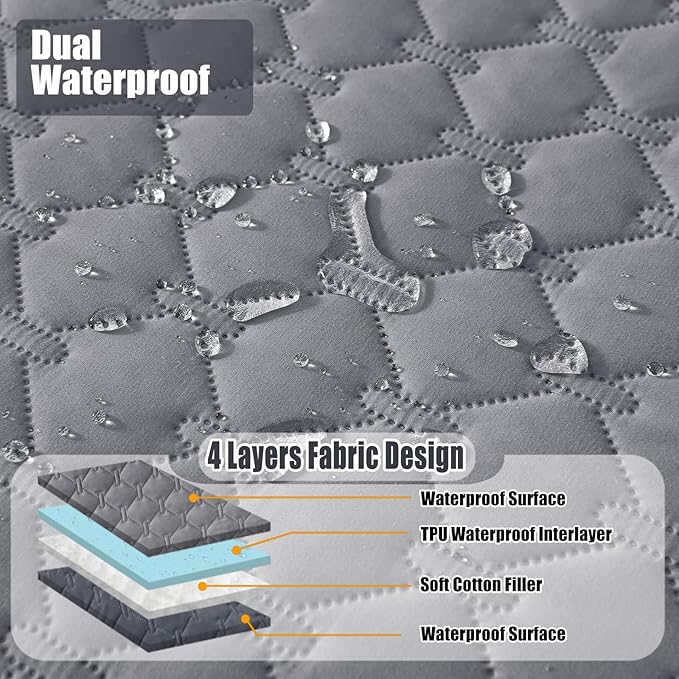 Smiry Waterproof Dog Bed Cover Blanket, Soft Reversible Pet Blanket, Washable Leakproof Cats Dogs Couch Cover for Sofa, Couch, Furniture, Plaid (82x82 Inch, Grey/Dark Grey)