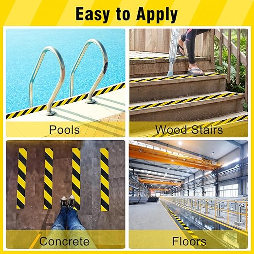 S&X Black/Yellow Anti Slip Tape 3" x 33 FT, Heavy-Duty Grip Tape for Stairs Outdoor Waterproof Safety Non Skid Roll High Traction Non Slip Strip with Hard-Wearing Surface