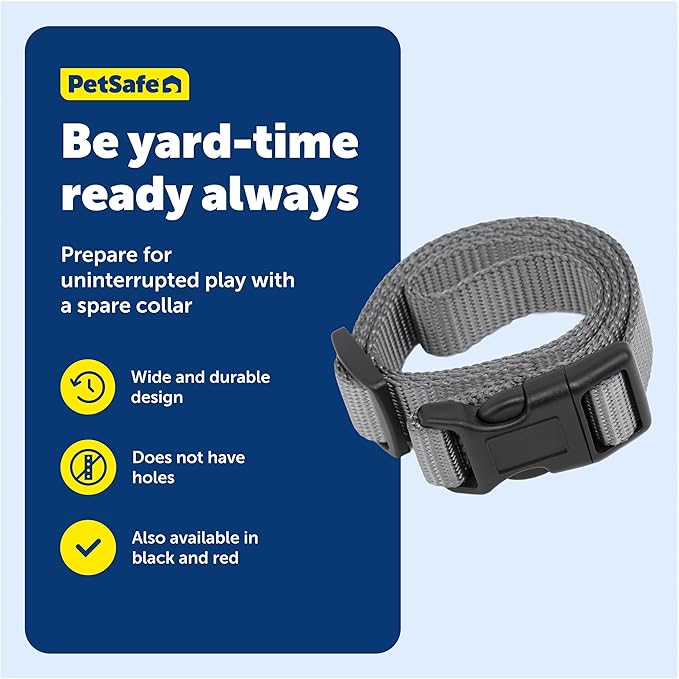 PetSafe 3/4" Rust Replacement Collar Strap with No Holes - Adjustable Strap - Durable Nylon Design - Quick-Snap Buckle - Compatible with Wireless Fence & Bark Collars - 30" - Grey