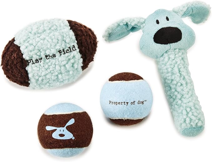 Dog is Good 4-Piece Dog Toy Gift Box – Play The Field Plush Toys Great for Games of Fetch to Exercise Your Dog