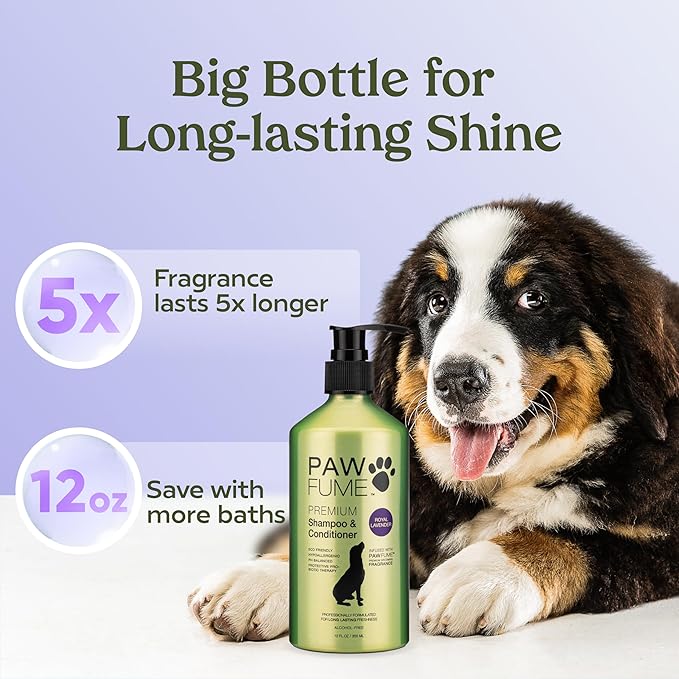 PAWFUME Dog Shedding Shampoo and Conditioner, Royal Lavender, 4-Pack – Nourish & Detangle for Silky Soft Coat – Probiotic, Deep-Cleaning, pH-Balanced – Salon-Quality Shedding Shampoo for Dogs