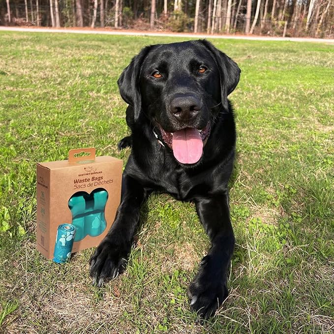 Best Pet Supplies Dog Poop Bags (240 Bags) for Waste Refuse Cleanup, Doggy Roll Replacements for Outdoor Puppy Walking and Travel, Leak Proof and Tear Resistant, Thick Plastic - Turquoise