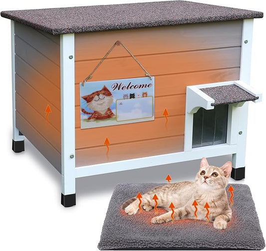 Rockever Insulated Cat House, 100% Insulated Outdoor Cat Houses for Winter Outdoor Cat Houses for Feral Cats Weatherproof All-Round Foam Design (Modern, Grey-with mat)