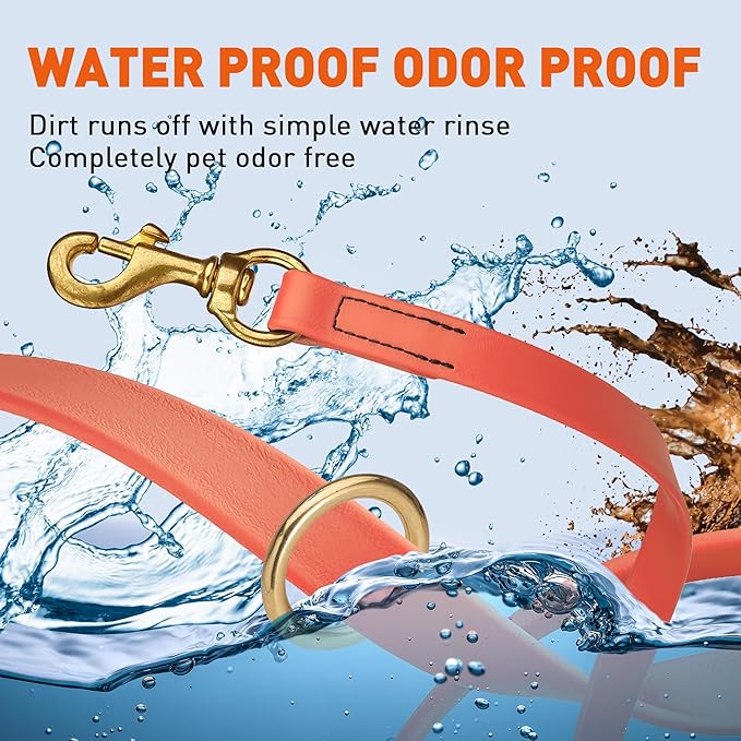 Viper Biothane K9 Working Dog Leash Waterproof Lead for Tracking Training Schutzhund Odor-Proof Long Line with Solid Brass Snap for Puppy Medium and Large Dogs 20in, Coral
