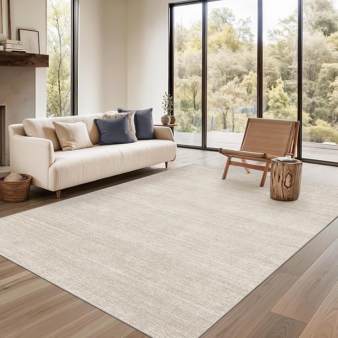 Valenrug Washable Rugs 5x7 - Stain Resistant 5x7 Area Rugs for Living Room, Non Slip Backing Printed Rugs for Bedroom, Folable Machine Washable Area Rug (5'x7', Beige)