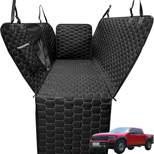 Dog Car Seat Cover for Trucks, Car Seat Cover for Back Seat Protector F150 Ram 1500, Waterproof Dog Hammock for Truck with Mesh Window Heavy Duty Seat Cover for F-Series/GMC Sierra/Silverado