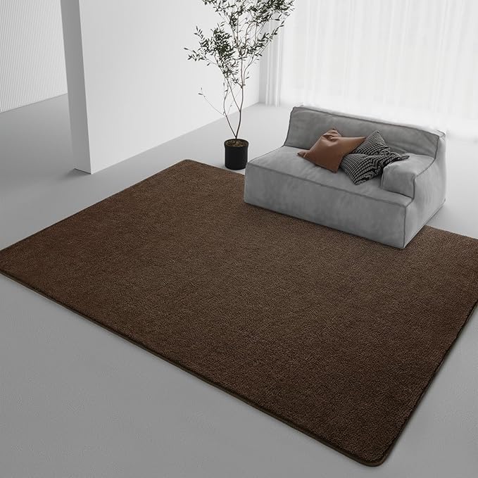 DweIke 6x9 Dark Brown Area Rugs for Bedroom, Super Soft Living Room Rug, Thickened Memory-Foam Throw Carpet, Non-Slip and Washable Carpets for Kids Boys Girls Room Dorm Nursery Home Decor