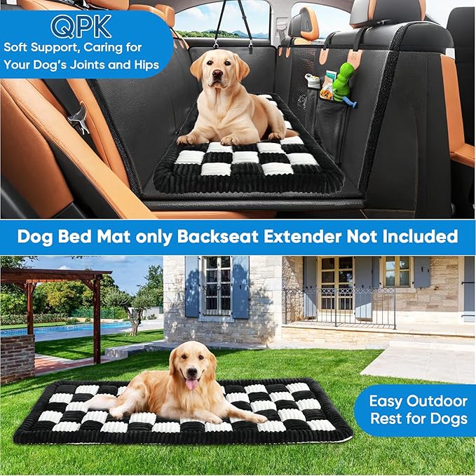 Dog Car Bed Mat for Backseat Extender, Non-Slip Black Flannel Pet Travel Blanket with Thick PP Cotton, Back Seat Protector for Dogs in SUVs, Trucks & Sedans (51"x23.6")