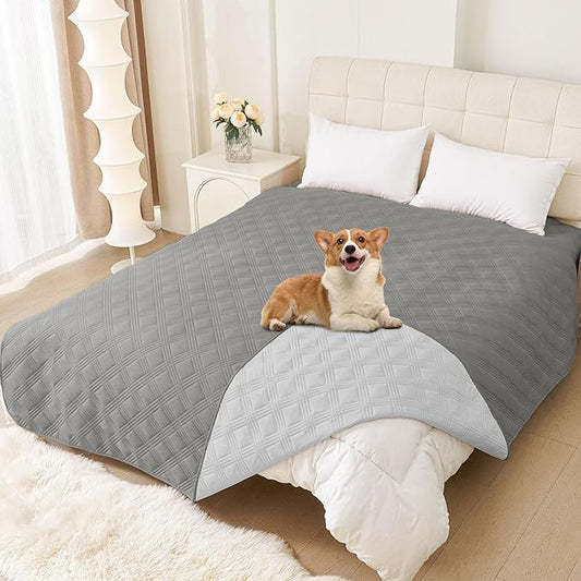 hyha Waterproof Dog Blanket, Reversible Pet Bed Blanket, Soft Sofa Couch Cover for Dogs Washable, Waterproof Pet Couch Covers for Sofa Puppy Cats Furniture Protector(82"x120", Grey/Light Grey)