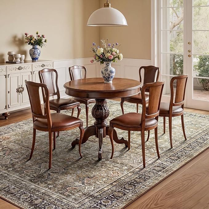 Lofus 5x7 Area Rug for Living Room,Brow Washable Area Rugs with Non-Slip Backing,Soft Neutral Carpets for Bedroom Dining Room Home Office Indoor Nursery