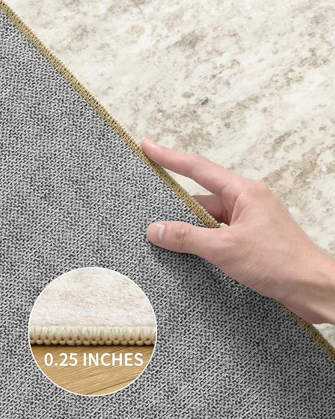 Art&Tuft Washable Rugs 9x12, Anti-Slip Backing Abstract Area Rugs, Stain Resistant Area Rugs 9x12 Living Room, Foldable Machine Washable Area Rug(01-Beige, 9'x12')