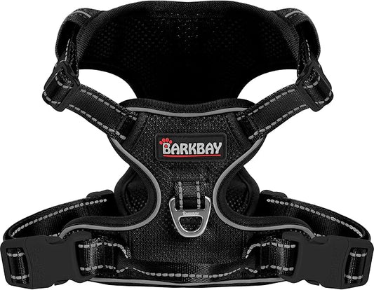 BARKBAY Dog Harness No Pull Mesh for Large Dogs - Adjustable, Reflective, Comfortable, No Choke, Heavy-Duty - Perfect for Outdoor Training, Walking, and Hiking - Strong & Durablee - XL & Black Mesh