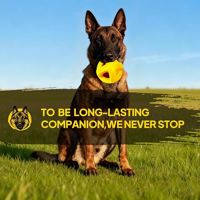 PetiFine Indestructible Dog Ball,Tough Dog Toys for Aggressive Chewers,Non-Toxic Natural Rubber, Chew,Tug & Fetch,Dog Ball Toy for Medium Large Breeds,4.5”(Yellow)